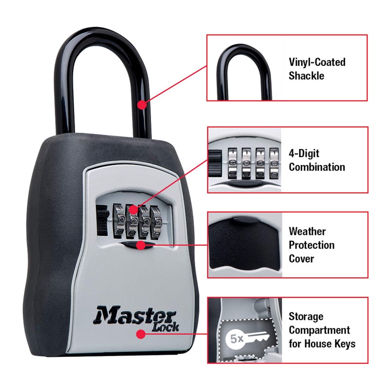 Master Lock Key Lock Box with Code  Outdoor Lock Box for Realtors  Property Managers and Landlords  Ideal for Short-Term Rentals  Key Safe Holds 5 Keys  5 Pack  5400EC5 - Image 3